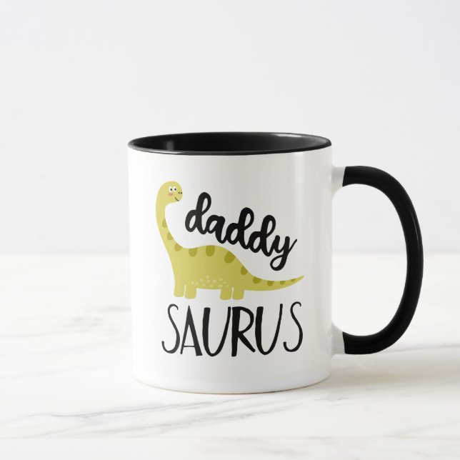 Daddy Saurus Green Dinosaur Mug (Right)