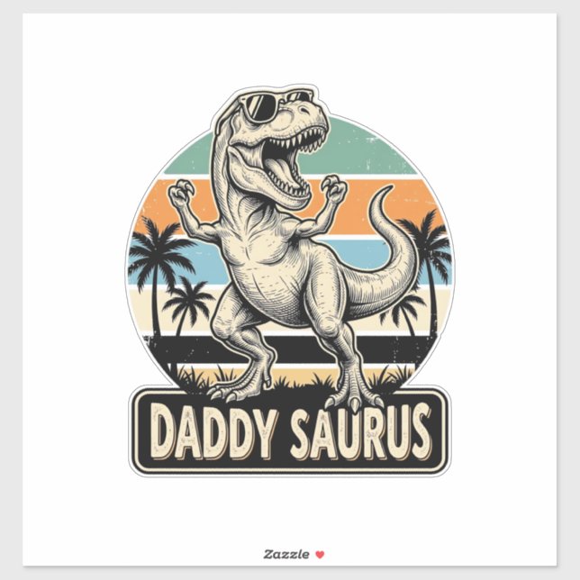 Daddy Saurus Retro Dinosaur Sunset Shirt Design_1 (Sheet)