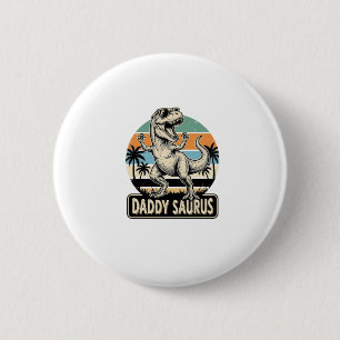 Daddy Saurus Retro Dinosaur Sunset Shirt Design_1 2 Inch Round Button