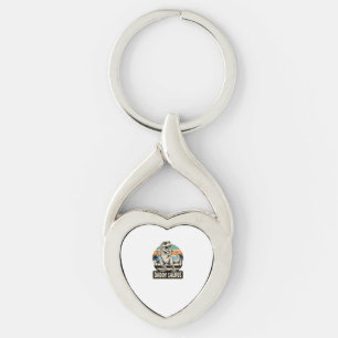Daddy Saurus Retro Dinosaur Sunset Shirt Design_1 Keychain