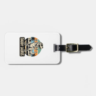 Daddy Saurus Retro Dinosaur Sunset Shirt Design_1 Luggage Tag