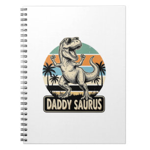 Daddy Saurus Retro Dinosaur Sunset Shirt Design_1 Notebook