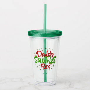 Daddy Saurus Rex Illustration Acrylic Tumbler
