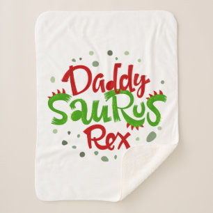 Daddy Saurus Rex Illustration Sherpa Blanket
