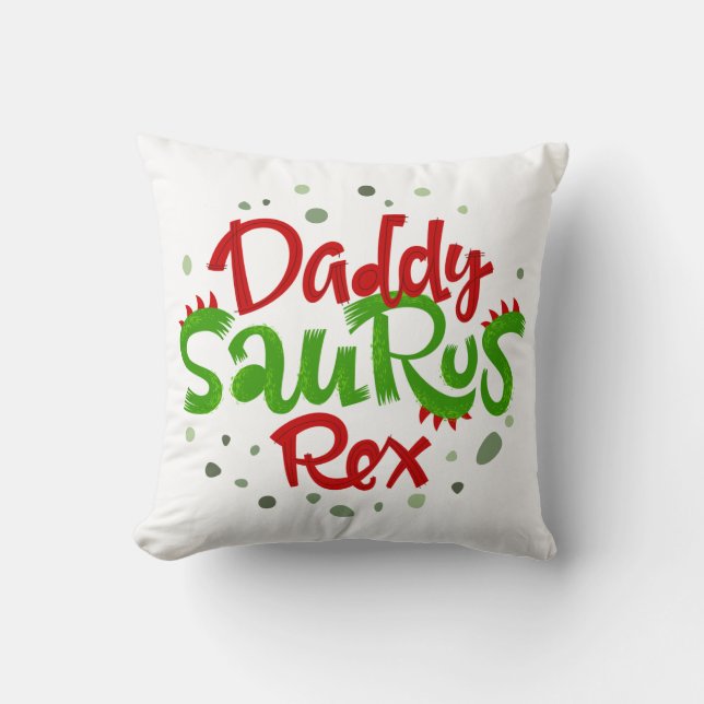 Daddy Saurus Rex Illustration Throw Pillow (Front)