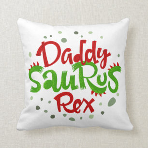 Daddy Saurus Rex Illustration Throw Pillow