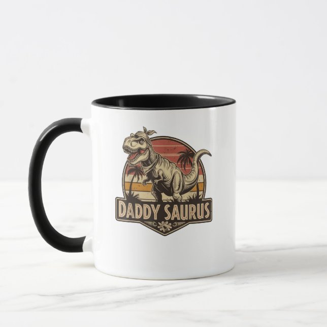 Daddy Saurus T Rex Dinosaur Daddy Saurus Mug (Left)