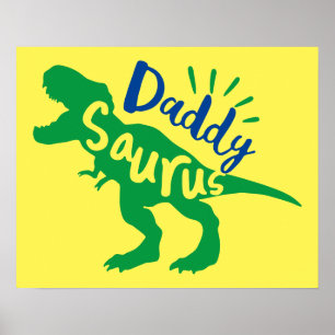 Daddy Saurus T-Rex Silhouette Poster