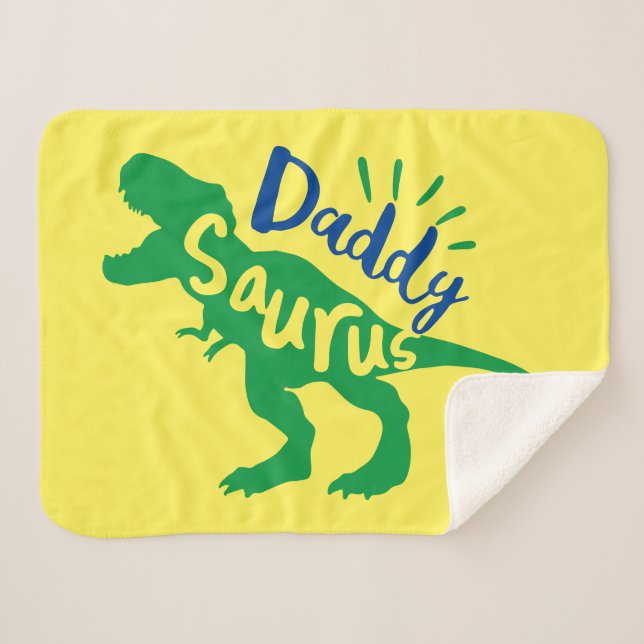 Daddy Saurus T-Rex Silhouette Sherpa Blanket (Front (Horizontal))