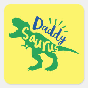 Daddy Saurus T-Rex Silhouette Square Sticker