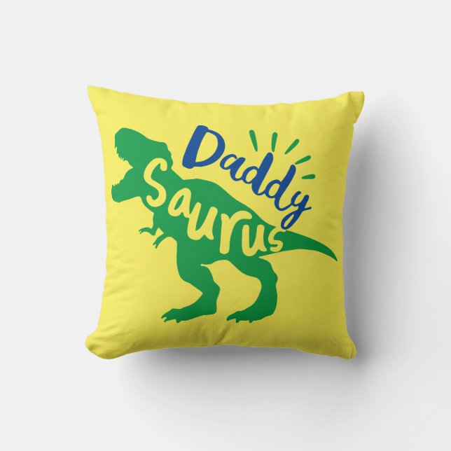 Daddy Saurus T-Rex Silhouette Throw Pillow (Front)