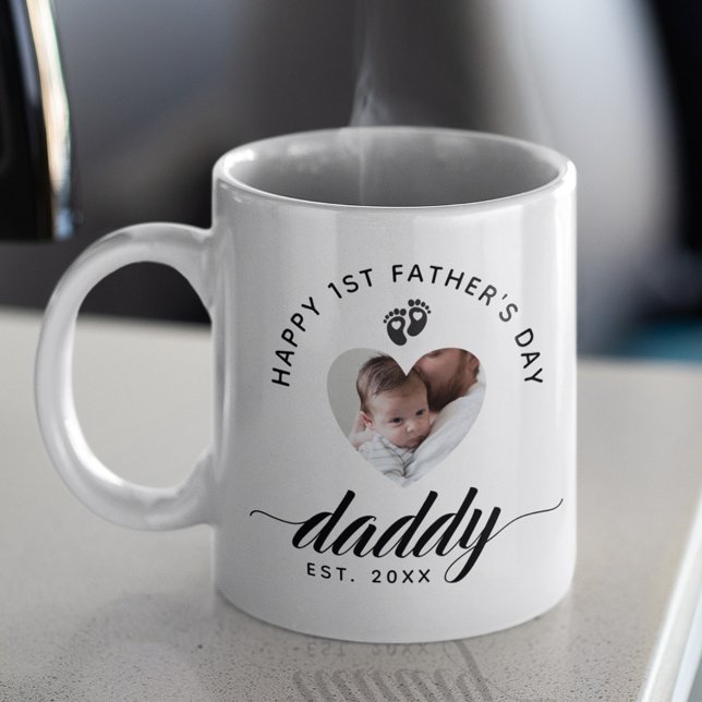 Daddy Script Happy First Father's Day Heart Photo Coffee Mug (Creator Uploaded)
