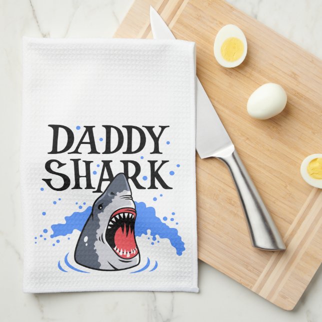 Daddy Shark - Great White Kitchen Towel (Quarter Fold)