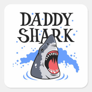 Daddy Shark - Great White Square Sticker