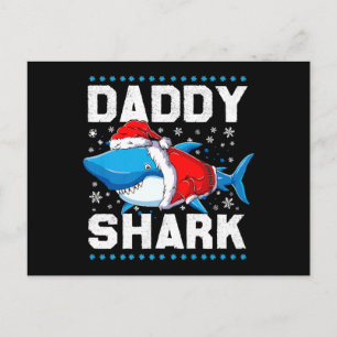 Daddy Shark Santa Fathers Day Holiday Postcard