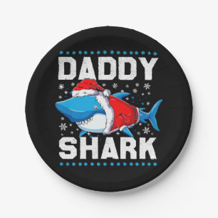 Daddy Shark Santa Fathers Day Paper Plate