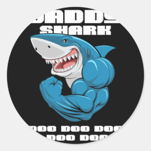 Daddy Shark Shirt Funny Fathers Day Gift For Kids Classic Round Sticker