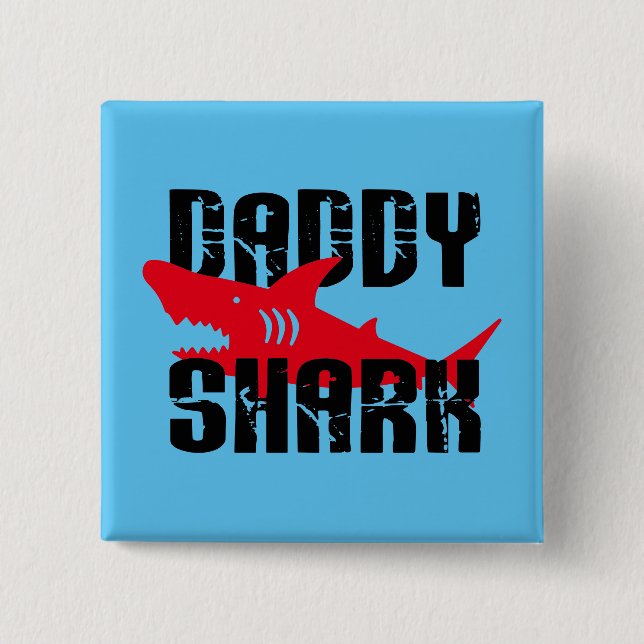 Daddy Shark Worn Graphic 2 Inch Square Button (Front)