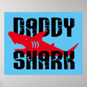 Daddy Shark Worn Graphic Poster