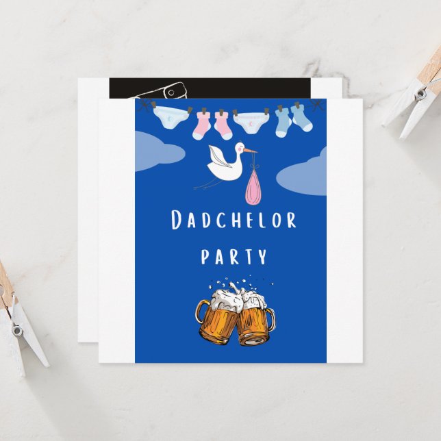 daddy shower diaper dadchelor , beer party  invitation (Front/Back In Situ)