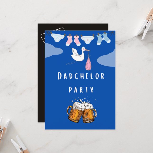 daddy shower diaper dadchelor , beer party invitation (Front/Back In Situ)
