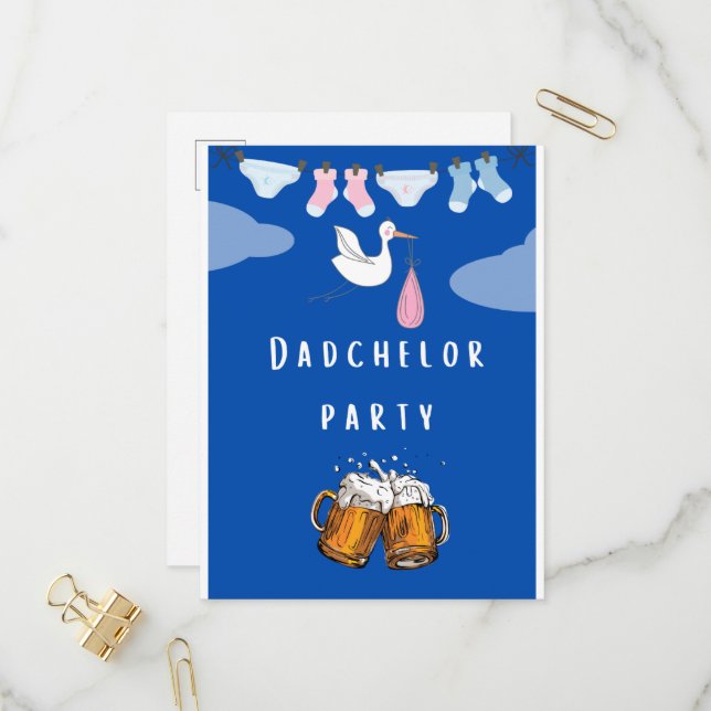 daddy shower diaper dadchelor , beer party  invitation postcard (Front/Back In Situ)