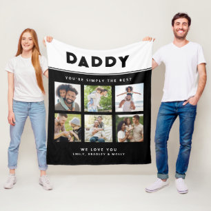 Daddy Simply The Best Photo Collage Personalized Fleece Blanket