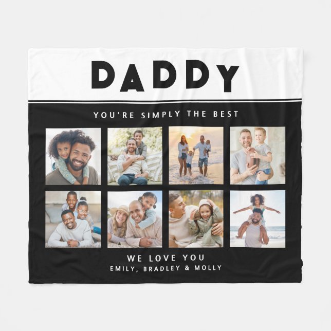 Daddy Simply The Best Photo Collage Personalized Fleece Blanket (Front (Horizontal))