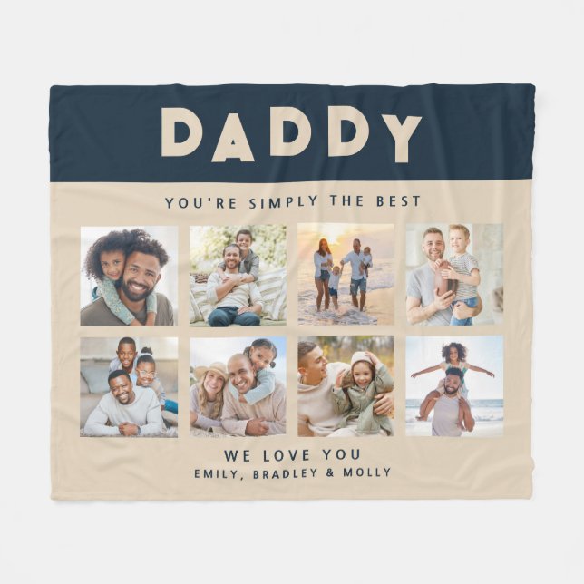 Daddy Simply The Best Photo Collage Personalized Fleece Blanket (Front (Horizontal))