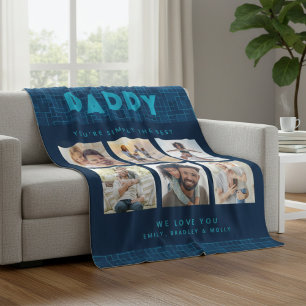 Daddy Simply The Best Photo Collage Personalized Fleece Blanket