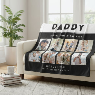 Daddy Simply The Best Photo Collage Personalized Fleece Blanket