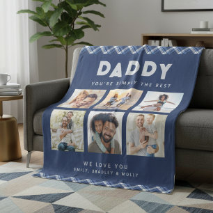 Daddy Simply The Best Photo Collage Personalized Fleece Blanket