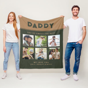 Daddy Simply The Best Photo Collage Personalized Fleece Blanket