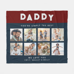 Daddy Simply The Best Photo Collage Personalized Fleece Blanket