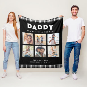 Daddy Simply The Best Photo Collage Personalized Fleece Blanket