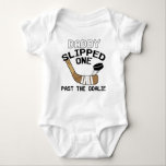 Daddy Slipped One Past the Goalie Funny Hockey Baby Bodysuit<br><div class="desc">Daddy Slipped One Past the Goalie Funny Hockey Baby Bodysuit</div>