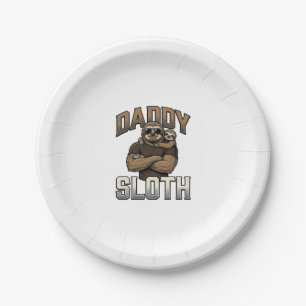Daddy Sloth Funny Family Vintage Engraving Shirt_1 Paper Plate