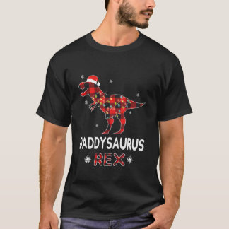 Daddy T-Rex Red Plaid Buffalo Christmas Matching T-Shirt