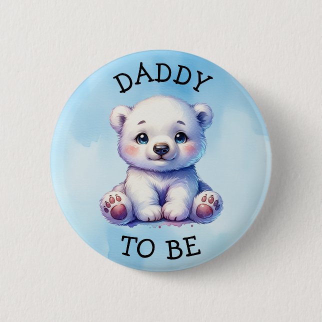 Daddy to be | Arctic Animals Winter Baby Shower 2 Inch Round Button (Front)