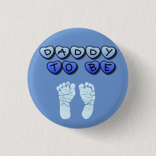 Daddy to Be Baby Footprint Blue Baby Shower Button