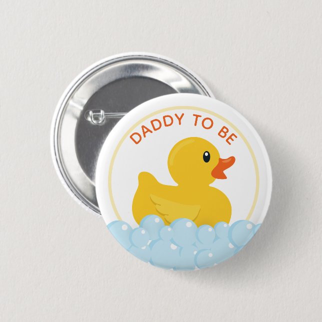 Daddy-to-Be Baby Shower Button | Yellow Rubber Duc (Front & Back)