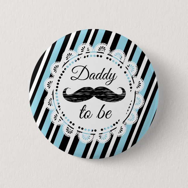 DADDY To Be Blue & Black Moustache Shower Button (Front)