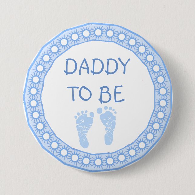 Daddy to be Blue Boy Baby Shower button (Front)
