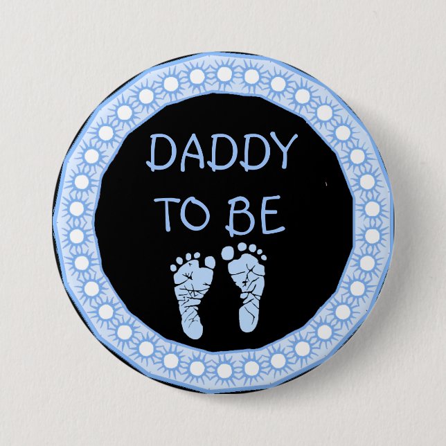 Daddy to be Blue Boy Baby Shower button (Front)