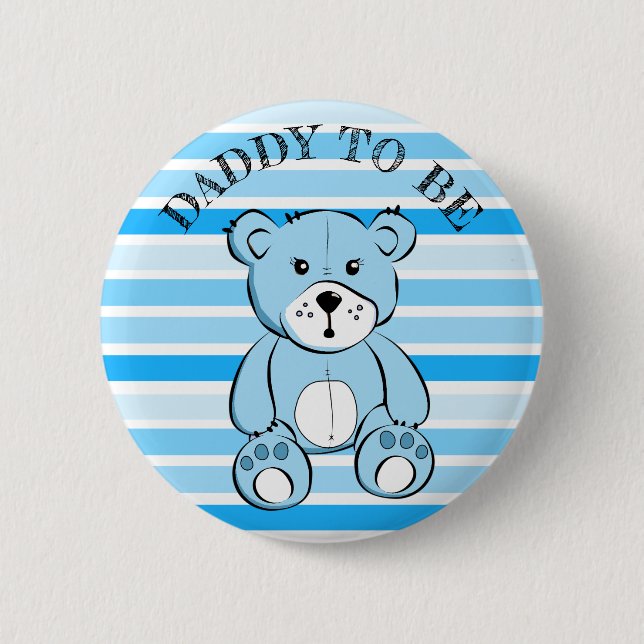 Daddy to be Blue Teddy Bear Baby Shower Button (Front)