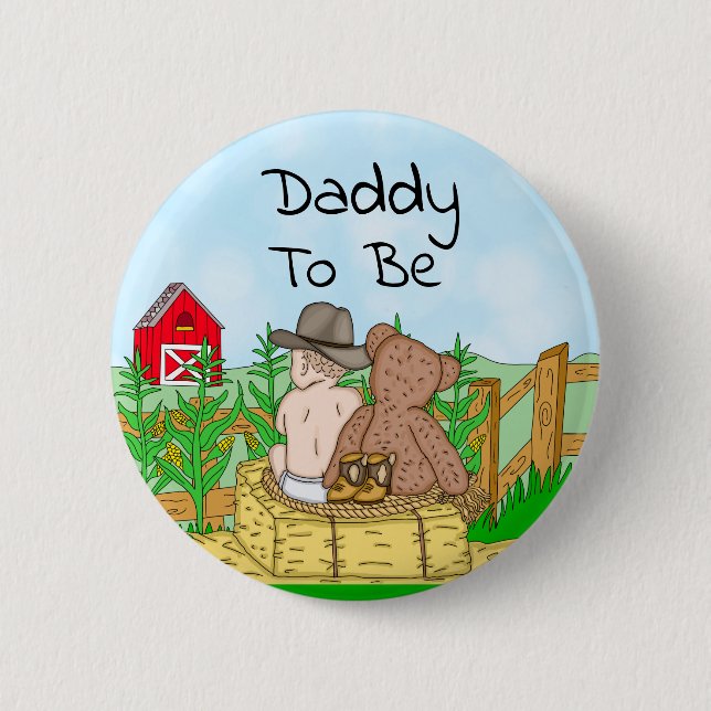 Daddy To Be Boy's Baby Shower   2 Inch Round Button (Front)