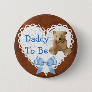 Daddy to be Brown & Blue Lacy Baby Shower Button