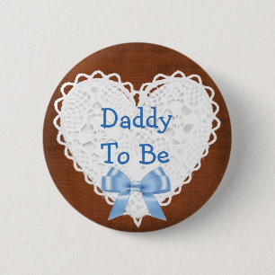 Daddy to be Brown & Blue Lacy Baby Shower Button