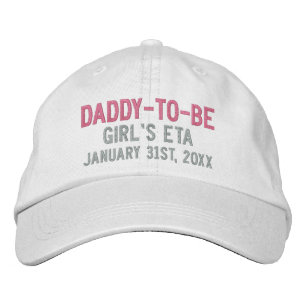Daddy-to-Be Custom Due Date in Pink and Grey Embroidered Hat