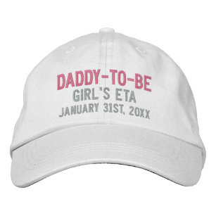 Daddy-to-Be Custom Due Date in Pink and Grey Embroidered Hat
